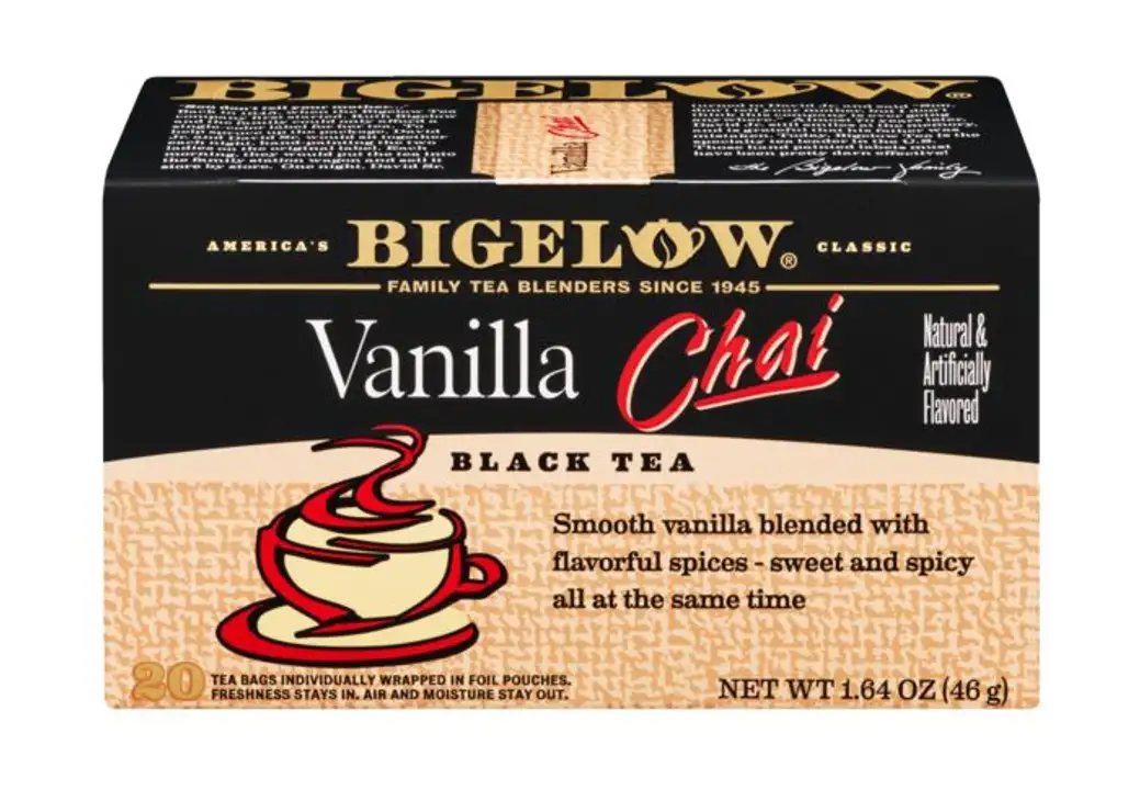 Order Bigelow Black Tea, Vanilla Chai, Bags - 20 Bags food online from Holiday farms store, Roslyn Heights on bringmethat.com