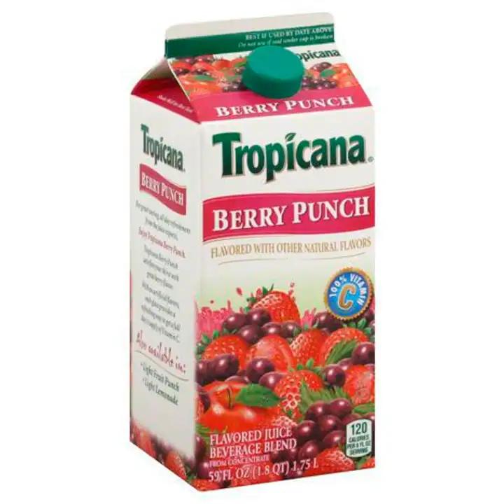 Order Tropicana Juice Beverage Blend, Berry Punch - 59 Ounces food online from Holiday farms store, Roslyn Heights on bringmethat.com