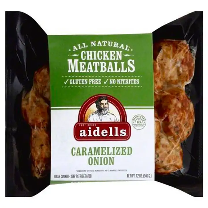 Order Aidells Meatballs, Chicken, Caramelized Onion - 12 Ounces food online from Novato Harvest Market store, Novato on bringmethat.com