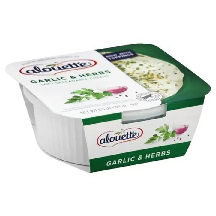 Order Alouette Spreadable Cheese, Soft, Garlic & Herbs - 6.5 Ounces food online from Novato Harvest Market store, Novato on bringmethat.com