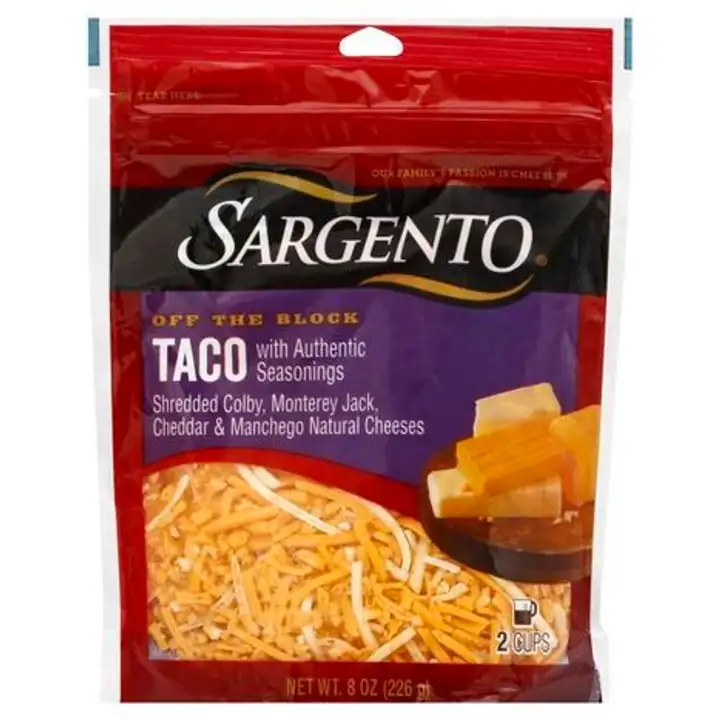 Order Sargento Off the Block Cheese, Shredded, Taco - 8 Ounces food online from Holiday farms store, Roslyn Heights on bringmethat.com