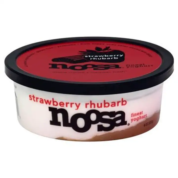 Order Noosa Yoghurt, Finest, Strawberry Rhubarb - 8 Ounces food online from Whole Foods Co-Op Denfeld store, Duluth on bringmethat.com