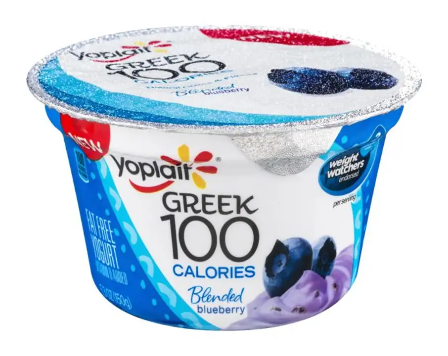 Order Yoplait Greek 100 Calories Yogurt, Fat Free, Blueberry - 5.3 Ounces food online from Novato Harvest Market store, Novato on bringmethat.com
