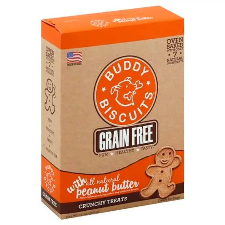 Order Buddy Biscuits Treats for Dogs, Grain Free, Peanut Butter, Oven Baked - 14 Ounces food online from Novato Harvest Market store, Novato on bringmethat.com