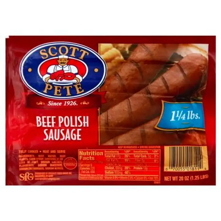 Order Scott Pete Beef Polish Sausage - 20 Ounces food online from Fligner Market store, Lorain on bringmethat.com
