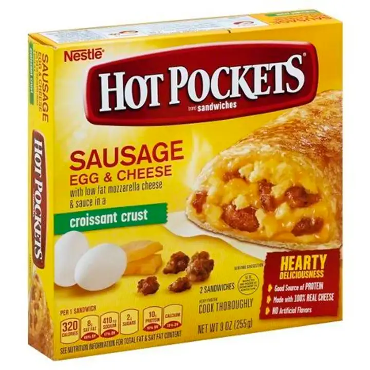 Order Hot Pockets Sandwiches, Croissant Crust, Sausage Egg & Cheese - 9 Ounces food online from Fligner Market store, Lorain on bringmethat.com
