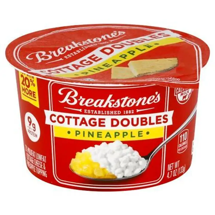 Order Breakstones Cottage Doubles Cottage Cheese, 2% Milkfat, Lowfat, Pineapple - 4.7 Ounces food online from Holiday farms store, Roslyn Heights on bringmethat.com