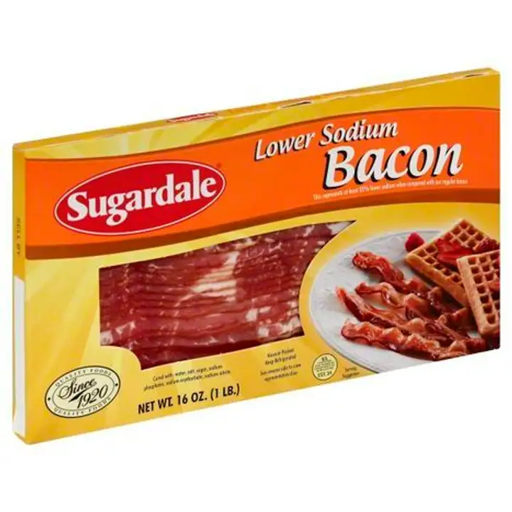 Order Sugardale Bacon, Lower Sodium - 16 Ounces food online from Fligner Market store, Lorain on bringmethat.com