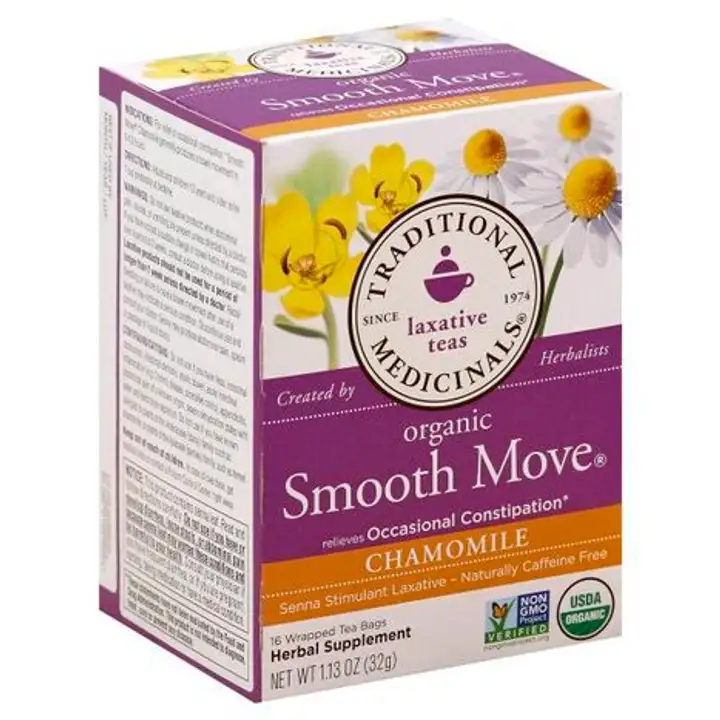 Order Traditional Medicinals Laxative Tea, Senna Stimulant, Smooth Move, Chamomile, Wrapped Tea Bags - 16 Bags food online from Novato Harvest Market store, Novato on bringmethat.com