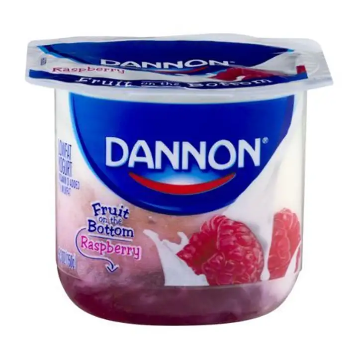 Order Dannon Raspberry Yogurt - 5.3 Ounces food online from Meats Supreme store, Brooklyn on bringmethat.com