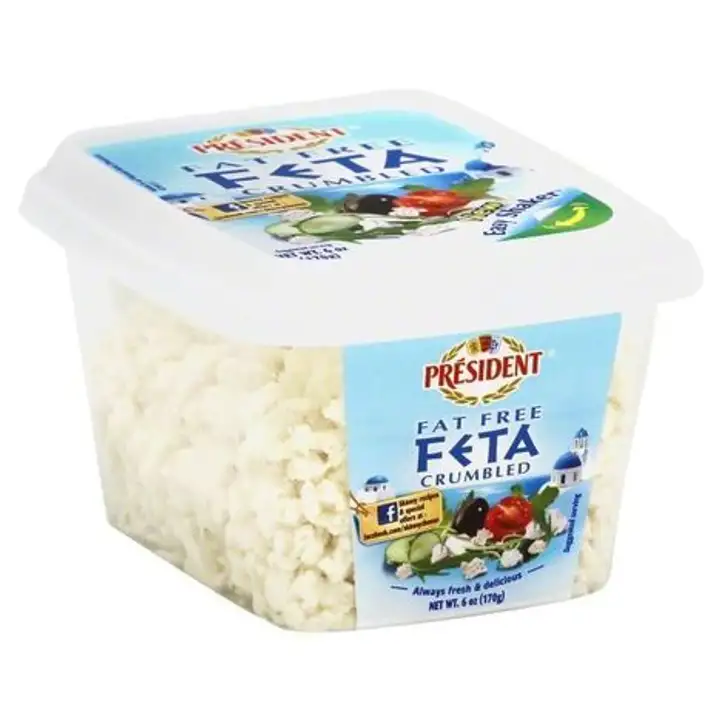 Order President Cheese, Crumbles, Feta, Fat Free - 6 Ounces food online from Novato Harvest Market store, Novato on bringmethat.com