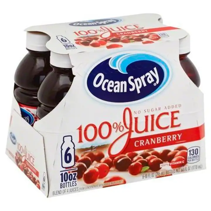 Order Ocean Spray 100% Juice, Cranberry - 6 Count food online from Holiday farms store, Roslyn Heights on bringmethat.com