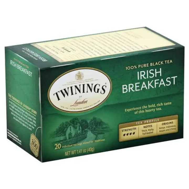 Order Twinings Black Tea, 100% Pure, Irish Breakfast, Tea Bags - 20 Bags food online from Whole Foods Co-Op Denfeld store, Duluth on bringmethat.com