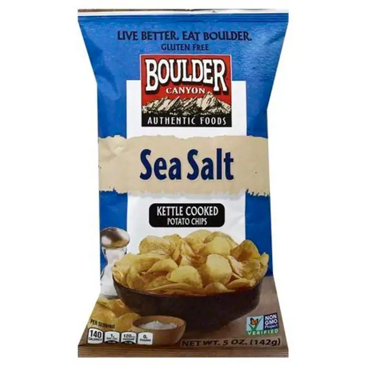 Order Boulder Canyon Potato Chips, Kettle Cooked, Sea Salt - 5 Ounces food online from Whole Foods Co-Op Denfeld store, Duluth on bringmethat.com