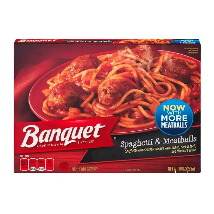 Order Banquet Spaghetti & Meatballs - 10 Ounces food online from Fligner Market store, Lorain on bringmethat.com