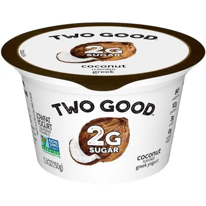 Order Two Good Greek Yogurt, Lowfat, Coconut Flavored - 5.3 Ounces food online from Holiday farms store, Roslyn Heights on bringmethat.com