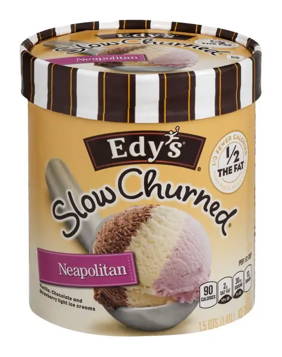 Order Edys Slow Churned Ice Cream, Light, Neapolitan - 1.5 Quarts food online from Novato Harvest Market store, Novato on bringmethat.com