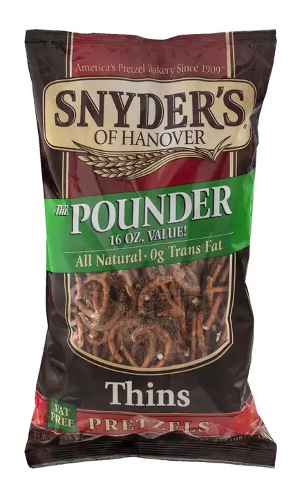 Order Snyders Pretzels, Thins, The Pounder - 16 Ounces food online from Holiday farms store, Roslyn Heights on bringmethat.com