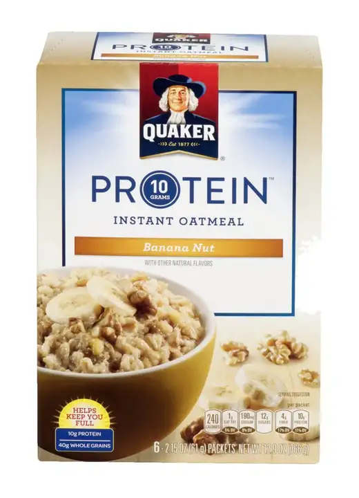 Order Quaker Protein Instant Oatmeal, Banana Nut - 6 Each food online from Novato Harvest Market store, Novato on bringmethat.com