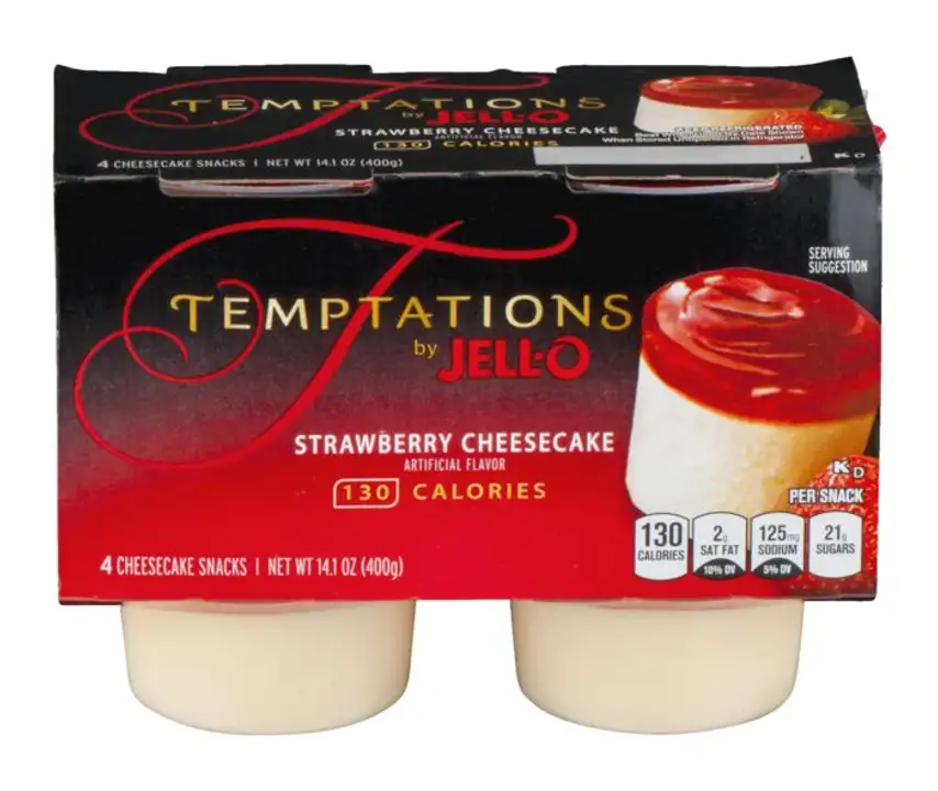 Order Jell O Temptations Cheesecake Snacks, Strawberry Cheesecake - 14.1 Ounces food online from Fligner Market store, Lorain on bringmethat.com