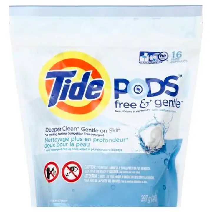 Order Tide Pods Detergent, Free & Gentle - 16 Count food online from Holiday farms store, Roslyn Heights on bringmethat.com