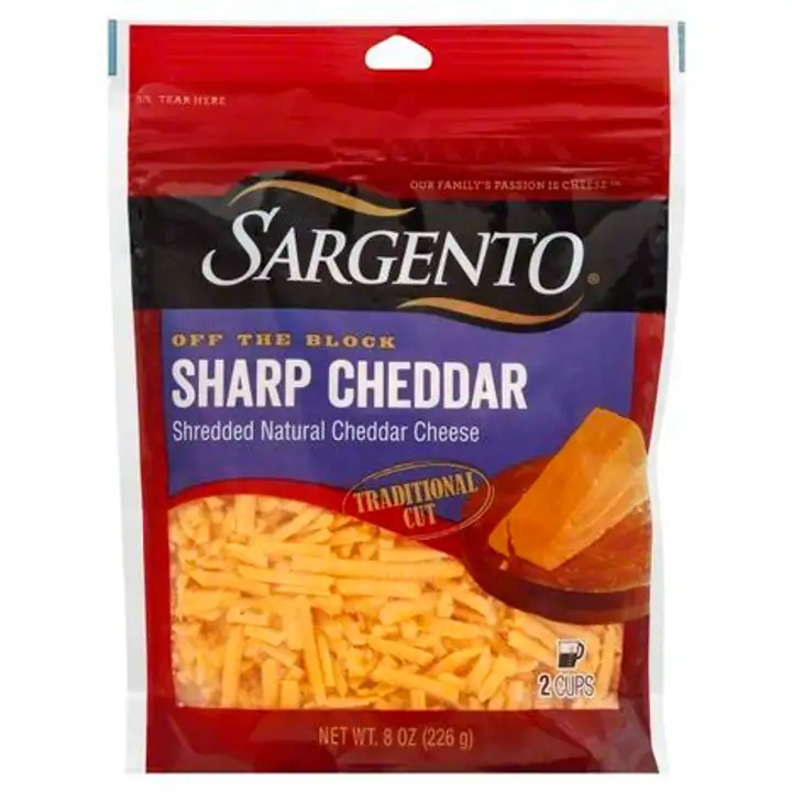 Order Sargento Off the Block Cheese, Sharp Cheddar, Traditional Cut, Shredded - 8 Ounces food online from Holiday farms store, Roslyn Heights on bringmethat.com