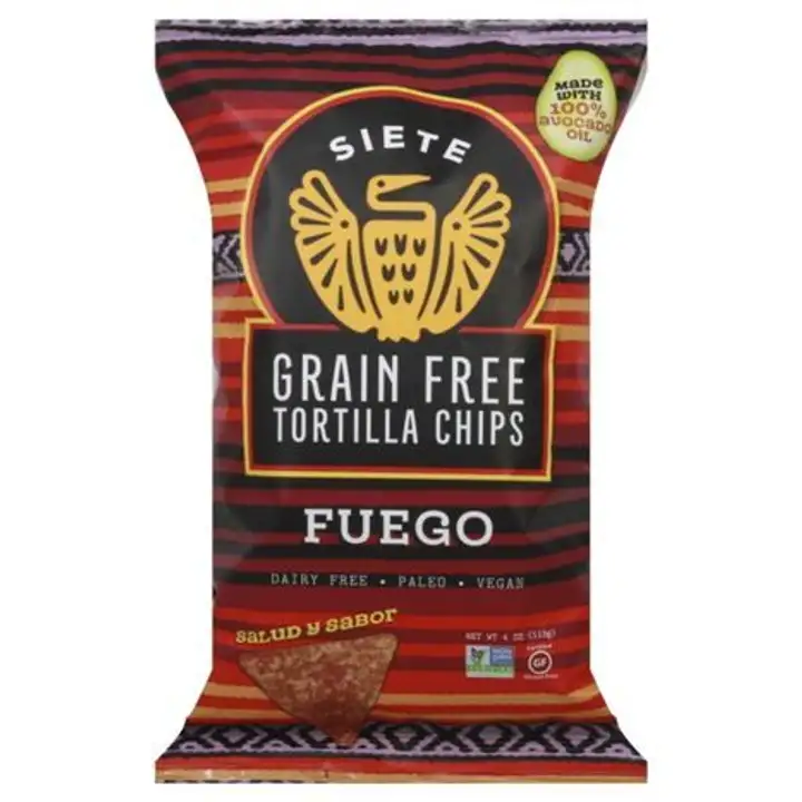 Order Siete Tortilla Chips, Grain Free, Fuego - 4 Ounces food online from Whole Foods Co-Op Denfeld store, Duluth on bringmethat.com