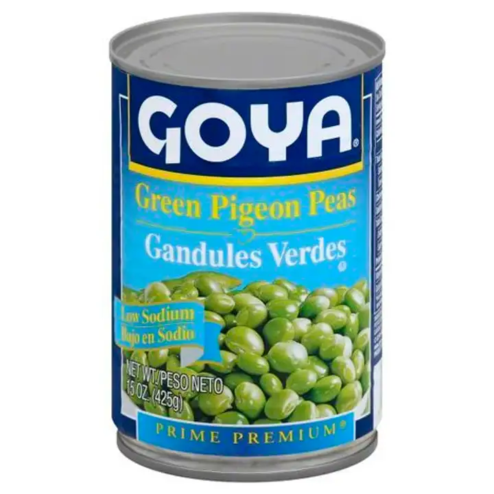 Order Goya Prime Premium Pigeon Peas, Low Sodium, Green - 15 Ounces food online from Fligner Market store, Lorain on bringmethat.com