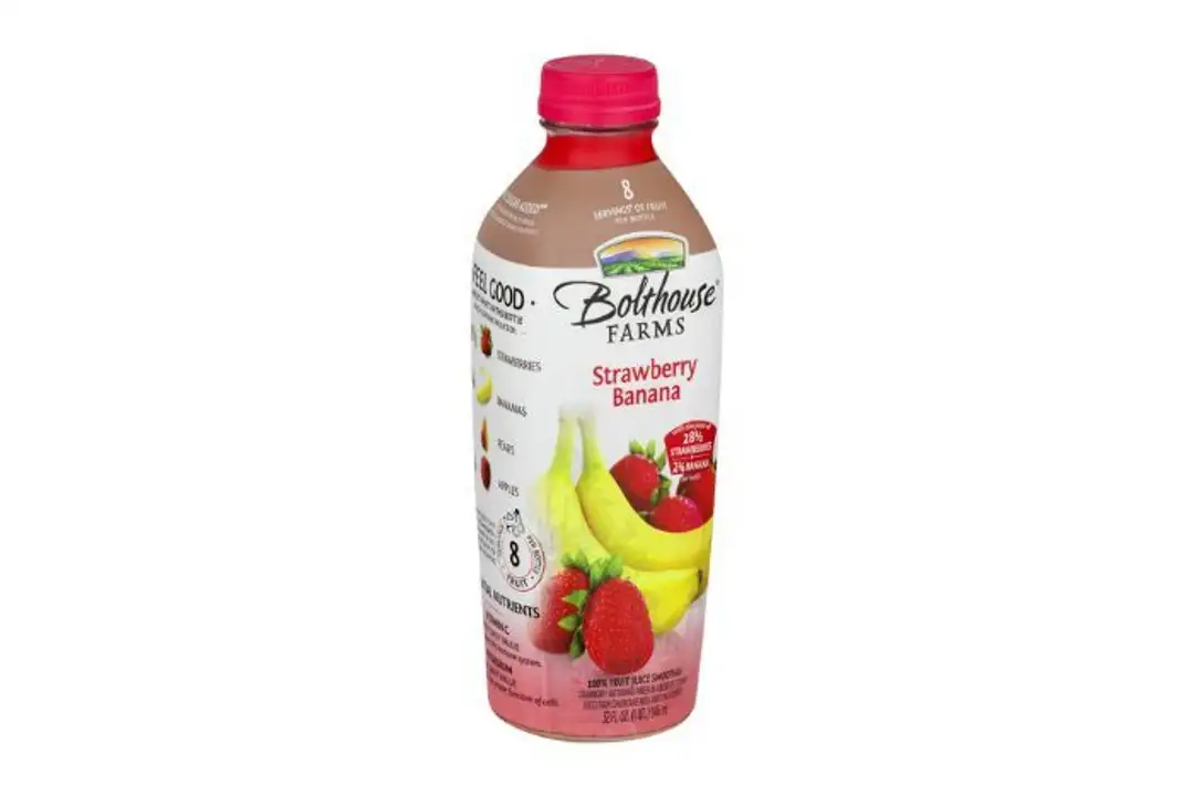 Order Bolthouse Farms 100% Fruit Juice Smoothie, Strawberry Banana - 33.8 Ounces food online from Novato Harvest Market store, Novato on bringmethat.com