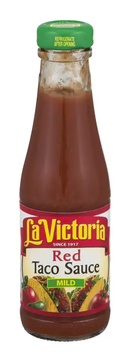 Order La Victoria Taco Sauce, Red, Mild - 8 Ounces food online from Novato Harvest Market store, Novato on bringmethat.com