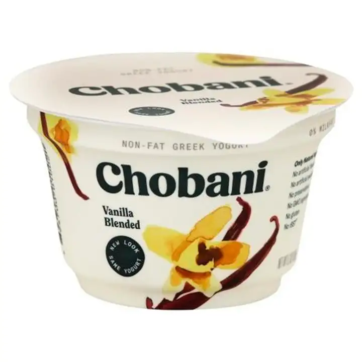 Order Chobani Yogurt, Greek, Non-Fat, Blended with Vanilla - 5.3 Ounces food online from Holiday farms store, Roslyn Heights on bringmethat.com