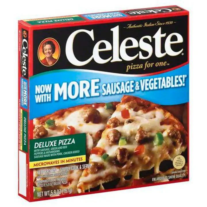 Order Celeste Pizza, Deluxe - 7 Ounces food online from Novato Harvest Market store, Novato on bringmethat.com