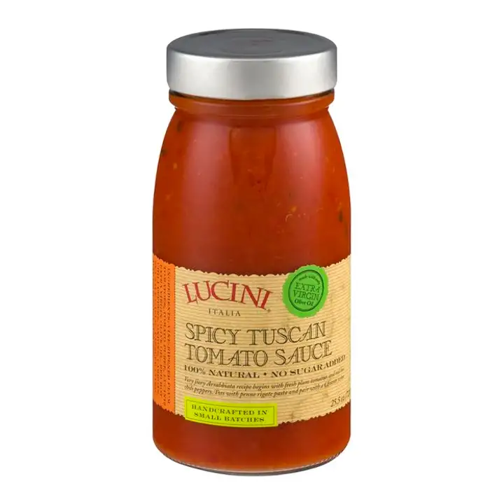 Order Lucini Tomato Sauce, Organic, Spicy Tuscan - 25.5 Ounces food online from Whole Foods Co-Op Denfeld store, Duluth on bringmethat.com
