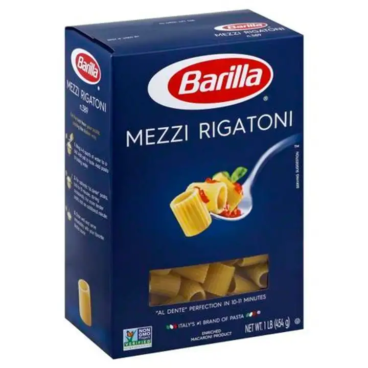 Order Barilla Rigatoni, Mezzi, No. 389 - 16 Ounces food online from Holiday farms store, Roslyn Heights on bringmethat.com