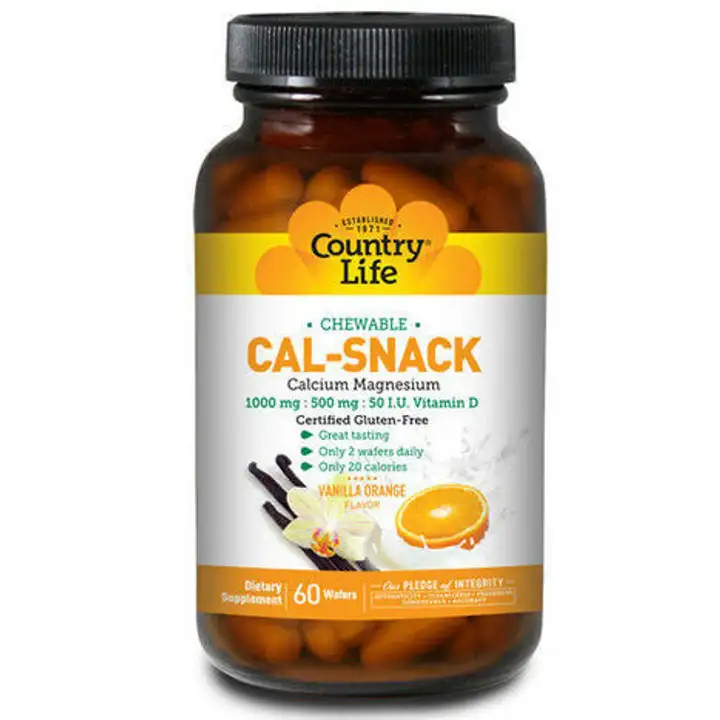 Order Country Life Calcium Magnesium Vanilla Orange Chewable Cal-Snack - 60 Count food online from Whole Foods Co-Op Denfeld store, Duluth on bringmethat.com