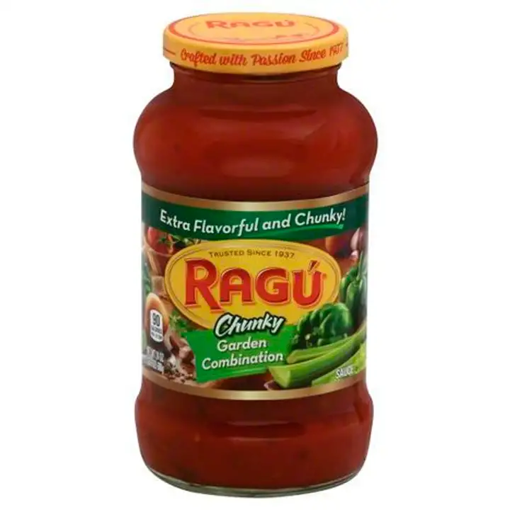 Order Ragu Chunky Sauce, Garden Combination - 24 Ounces food online from Fligner Market store, Lorain on bringmethat.com