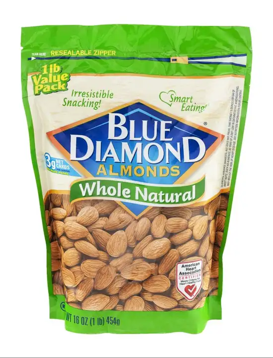 Order Blue Diamond Almonds, Whole Natural, Value Pack - 16 Ounces food online from Holiday farms store, Roslyn Heights on bringmethat.com