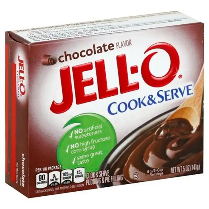 Order Jell O Cook & Serve Pudding & Pie Filling, Chocolate Flavor - 5 Ounces food online from Fligner Market store, Lorain on bringmethat.com