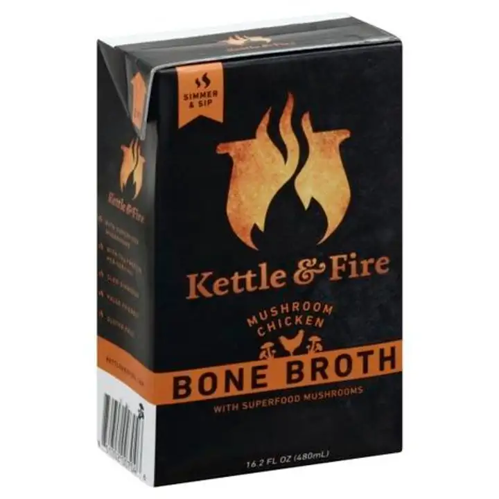 Order Kettle & Fire Bone Broth, Mushroom Chicken - 16.9 Ounces food online from Whole Foods Co-Op Denfeld store, Duluth on bringmethat.com