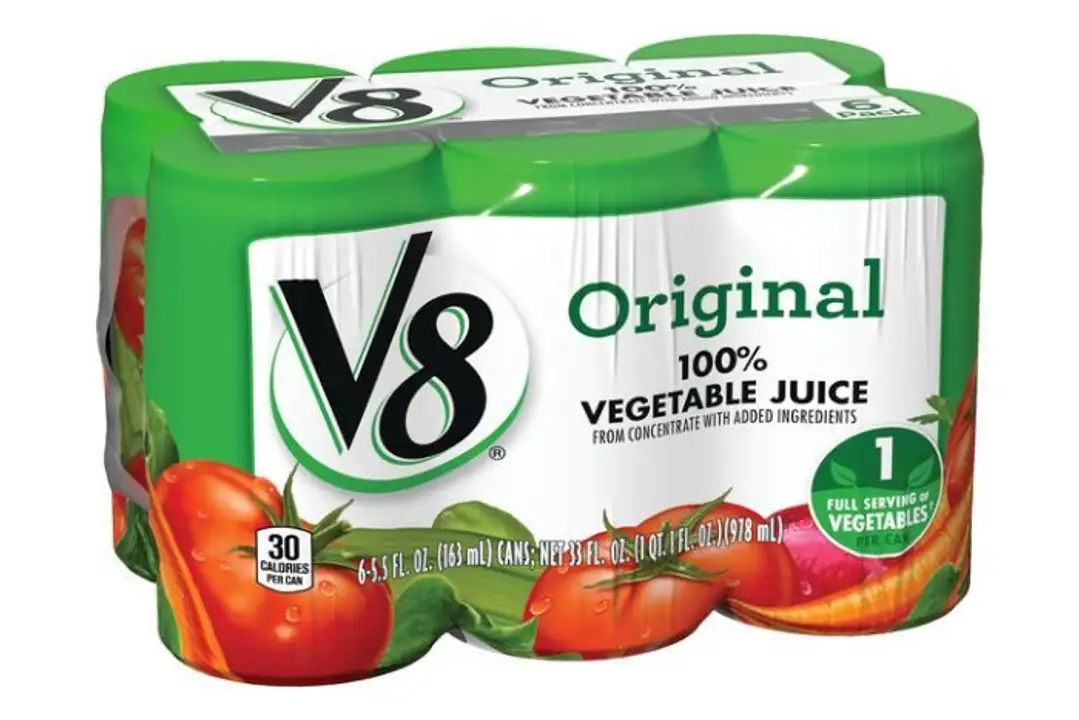 Order V8 100% Juice, Vegetable, Original - 5.5 Fluid Ounces (Pack of 6) food online from Holiday farms store, Roslyn Heights on bringmethat.com