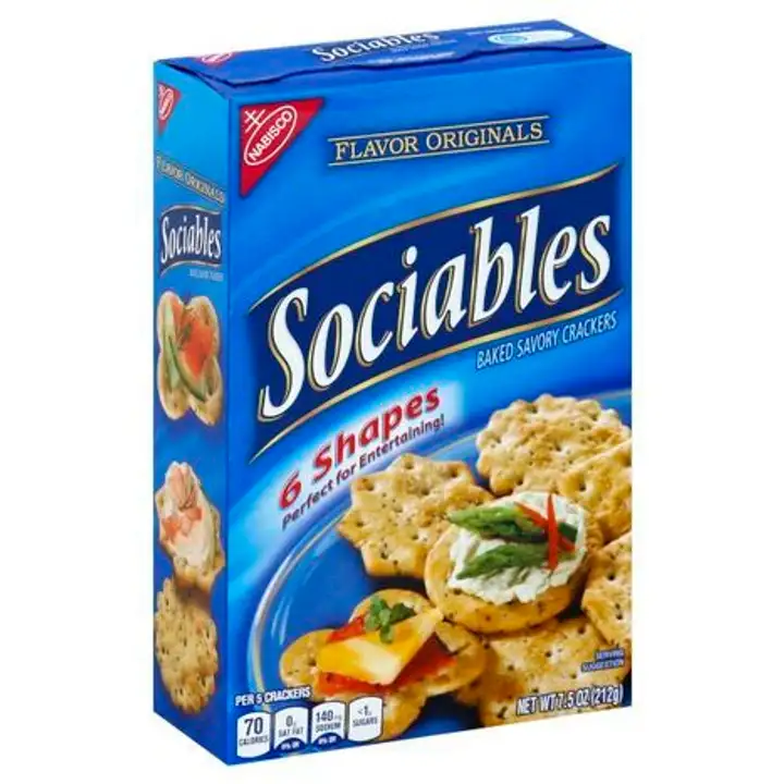 Order Nabisco Sociables Baked Savory Crackers, Flavor Originals - 7 Ounces food online from Holiday farms store, Roslyn Heights on bringmethat.com