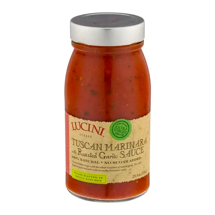 Order Lucini Marinara Sauce, Organic, Roasted Garlic - 25.5 Ounces food online from Whole Foods Co-Op Denfeld store, Duluth on bringmethat.com