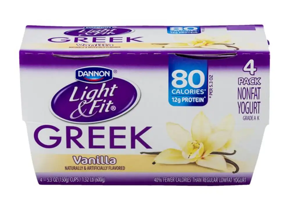 Order Light & Fit Yogurt, Greek, Nonfat, Vanilla, 4 Pack - 5.3 Ounces (Pack of 4) food online from Holiday farms store, Roslyn Heights on bringmethat.com