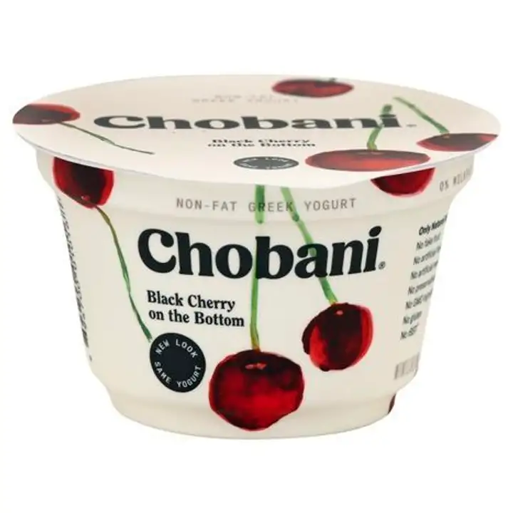Order Chobani Yogurt, Greek, Non-Fat, with Black Cherry on the Bottom - 5.3 Ounces food online from Holiday farms store, Roslyn Heights on bringmethat.com