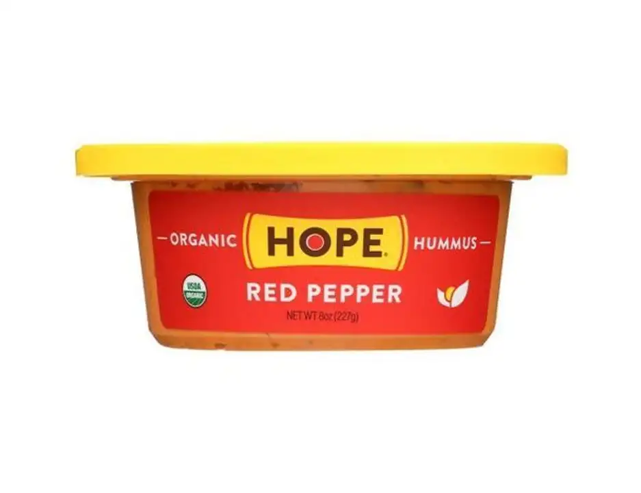 Order Hope Foods Organic Red Pepper Hummus - 8 Ounces food online from Whole Foods Co-Op Denfeld store, Duluth on bringmethat.com