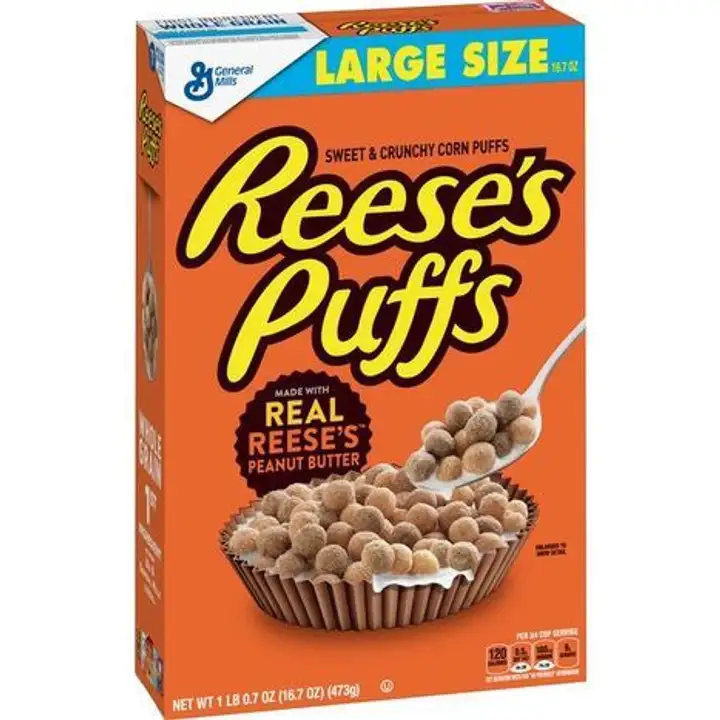 Order Reeses Puffs Cereal, Family Size - 16.7 Ounces food online from Fligner Market store, Lorain on bringmethat.com