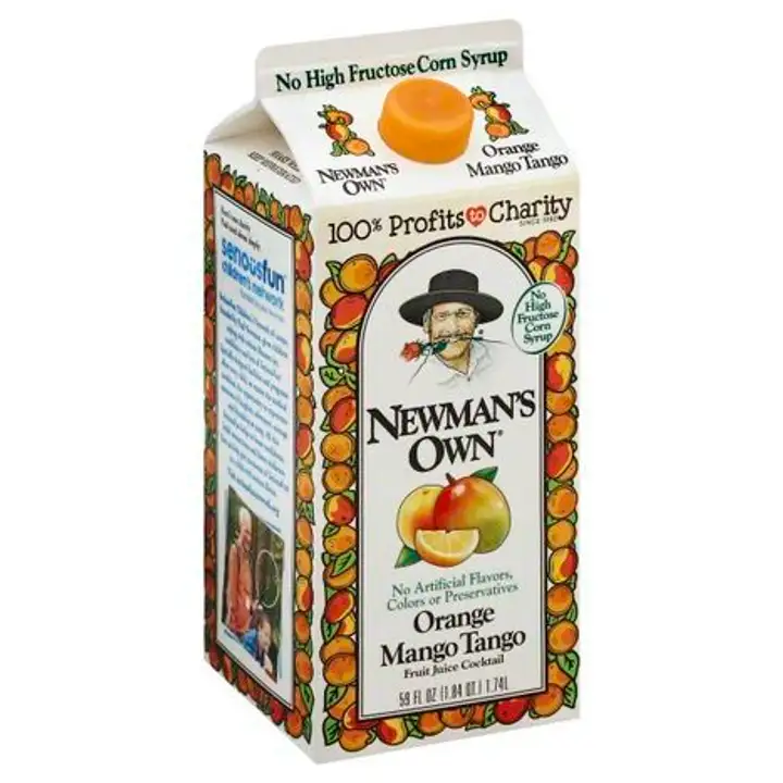 Order Newmans Own Fruit Juice Cocktail, Orange Mango Tango - 59 Ounces food online from Novato Harvest Market store, Novato on bringmethat.com