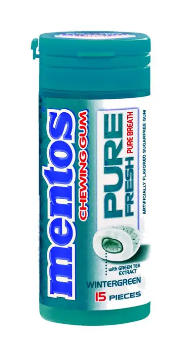 Order Mentos Pure Fresh Gum, Wintergreen, with Green Tea Extract - 15 Count food online from Novato Harvest Market store, Novato on bringmethat.com