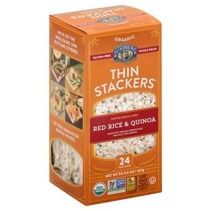 Order Lundberg Thin Stackers Rice Cakes, Organic, Salt-Free, Red Rice & Quinoa - 5.9 Ounces food online from Whole Foods Co-Op Denfeld store, Duluth on bringmethat.com