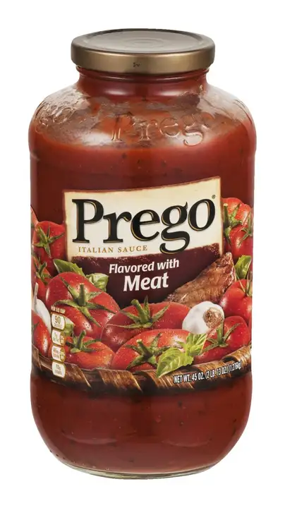 Order Prego Italian Sauce, Flavored with Meat - 48 Ounces food online from Fligner Market store, Lorain on bringmethat.com